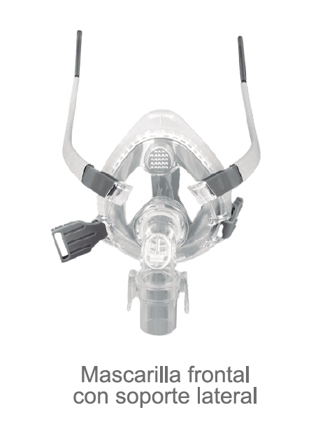 Mascarilla frontal con soporte lateral para CPAP o BPAP